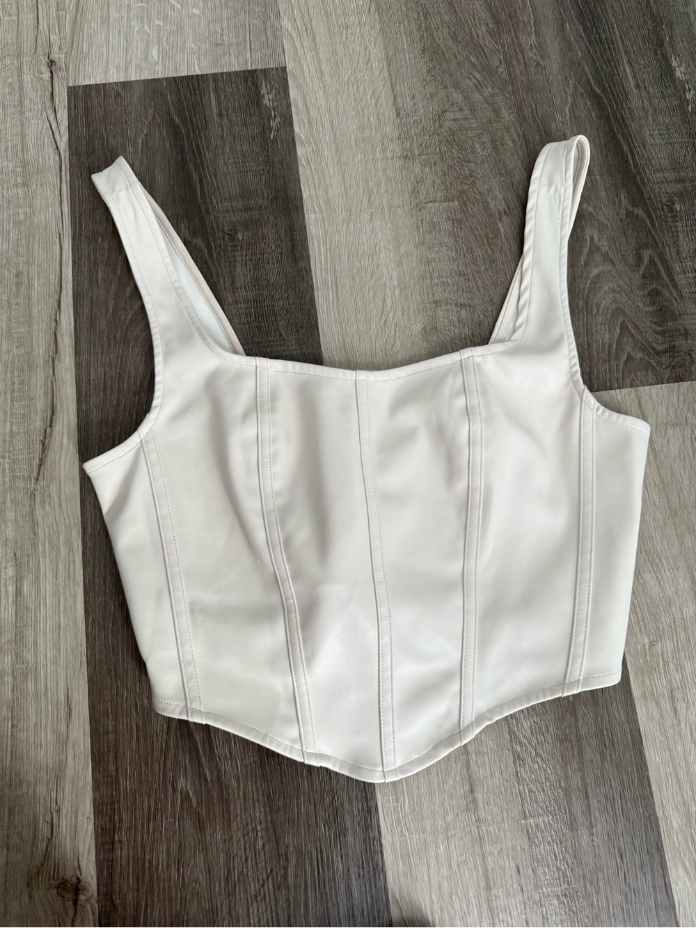 Sincerely Jules White Faux-Leather Corset Crop Top